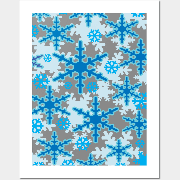 Holiday Snowflakes in Blue Wall Art by LupiJr